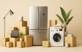 Electronics and appliances ready for a household move