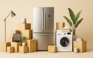 Electronics and appliances ready for a household move