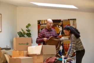 Wardrobe cartons and moving boxes for packing clothes during a move