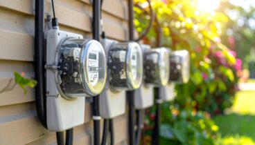 Exterior electrical meters on a house